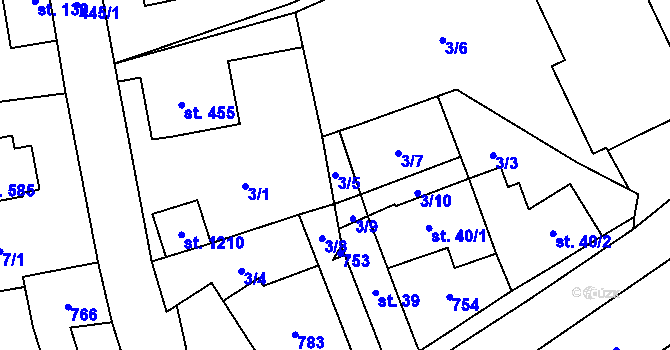 Parcela st. 3/5 v KÚ Litovice, Katastrální mapa