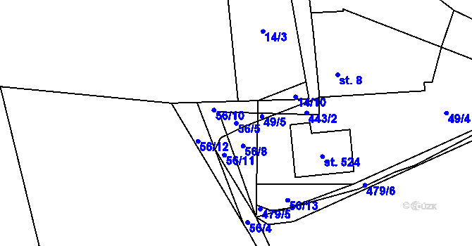 Parcela st. 56/5 v KÚ Litovice, Katastrální mapa