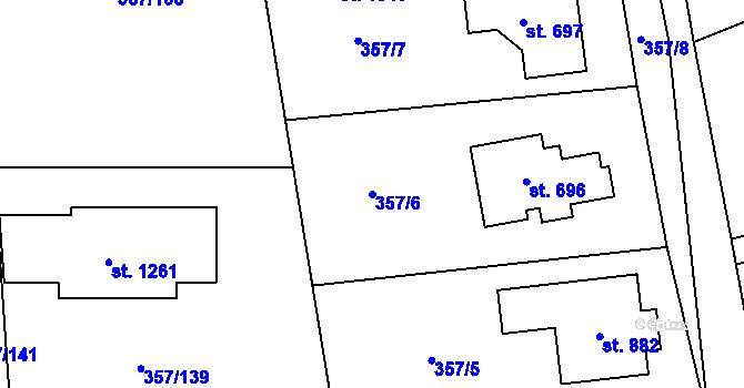 Parcela st. 357/6 v KÚ Litovice, Katastrální mapa