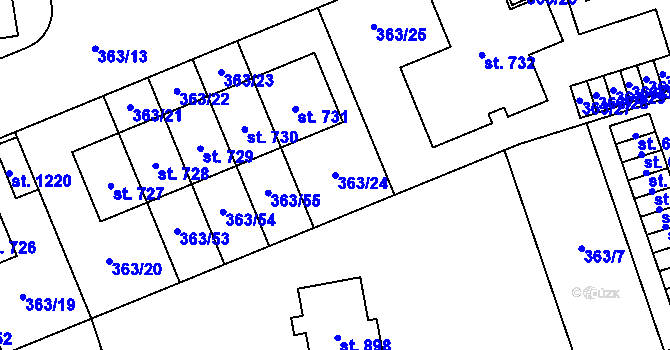 Parcela st. 363/24 v KÚ Litovice, Katastrální mapa