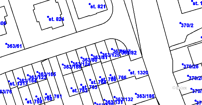 Parcela st. 363/125 v KÚ Litovice, Katastrální mapa