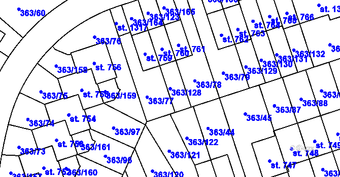 Parcela st. 363/128 v KÚ Litovice, Katastrální mapa