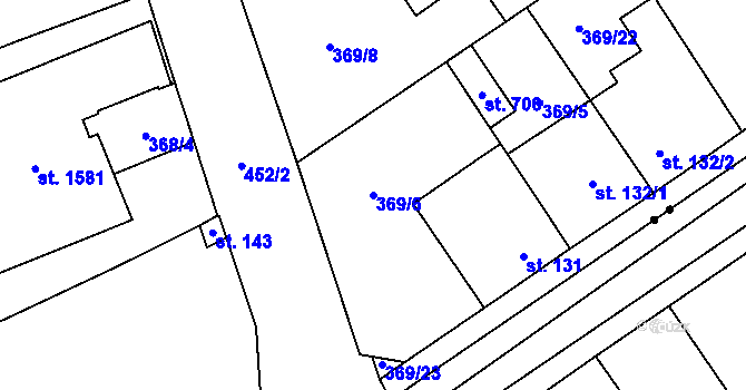 Parcela st. 369/6 v KÚ Litovice, Katastrální mapa