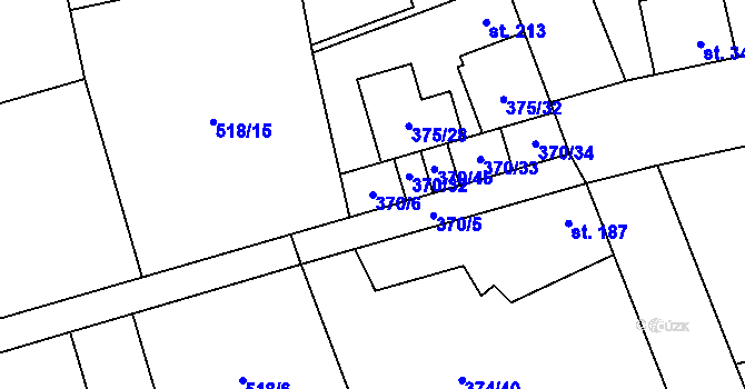 Parcela st. 370/6 v KÚ Litovice, Katastrální mapa