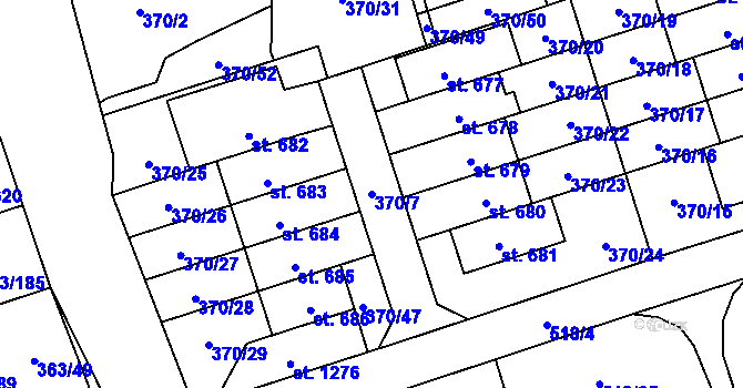 Parcela st. 370/7 v KÚ Litovice, Katastrální mapa