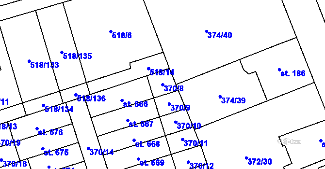 Parcela st. 370/8 v KÚ Litovice, Katastrální mapa