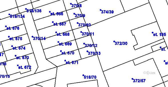 Parcela st. 370/12 v KÚ Litovice, Katastrální mapa