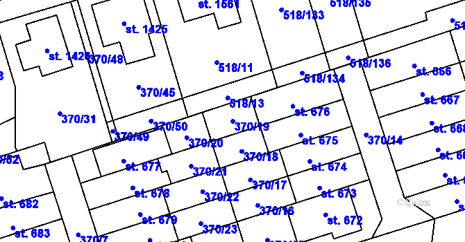 Parcela st. 370/19 v KÚ Litovice, Katastrální mapa
