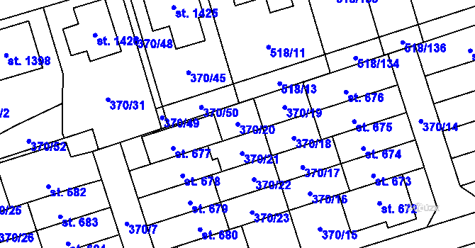 Parcela st. 370/20 v KÚ Litovice, Katastrální mapa