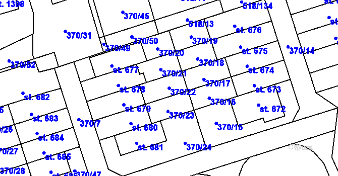 Parcela st. 370/22 v KÚ Litovice, Katastrální mapa