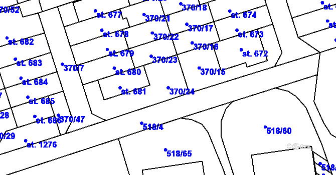 Parcela st. 370/24 v KÚ Litovice, Katastrální mapa