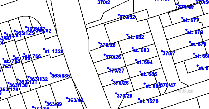Parcela st. 370/26 v KÚ Litovice, Katastrální mapa
