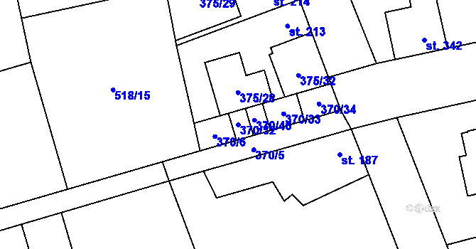 Parcela st. 370/32 v KÚ Litovice, Katastrální mapa