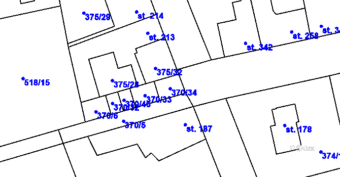 Parcela st. 370/34 v KÚ Litovice, Katastrální mapa