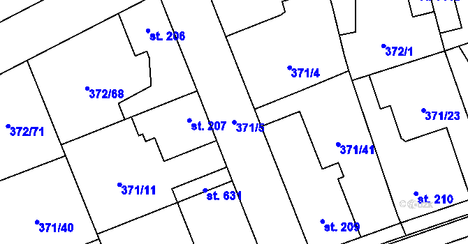 Parcela st. 371/5 v KÚ Litovice, Katastrální mapa