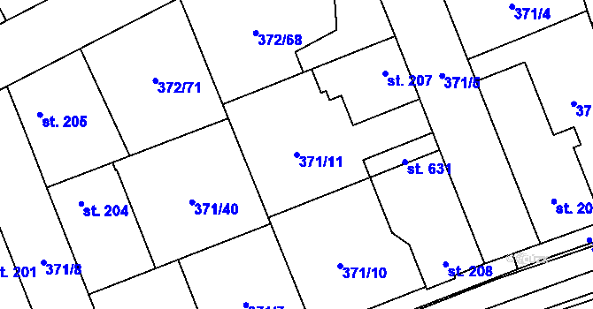 Parcela st. 371/11 v KÚ Litovice, Katastrální mapa