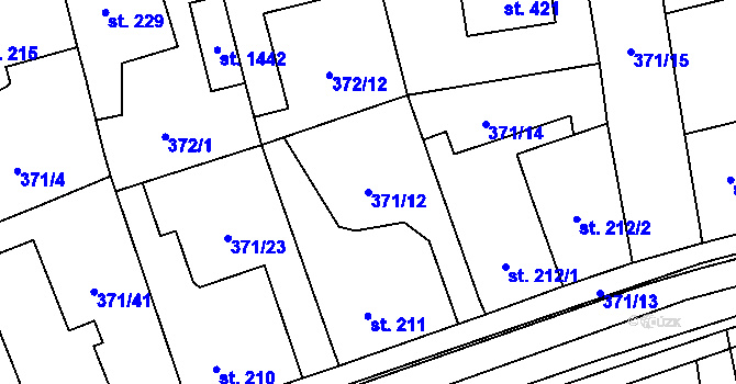Parcela st. 371/12 v KÚ Litovice, Katastrální mapa