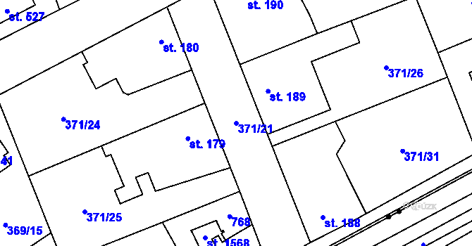 Parcela st. 371/21 v KÚ Litovice, Katastrální mapa
