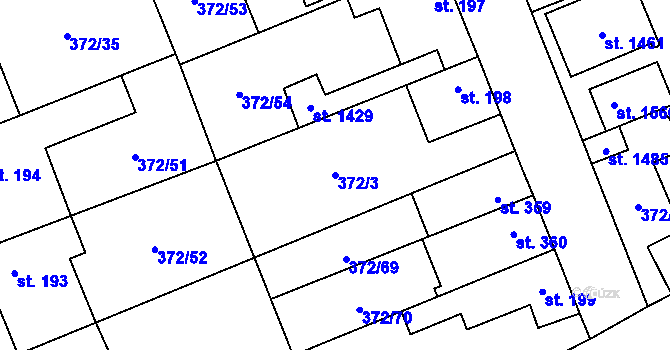 Parcela st. 372/3 v KÚ Litovice, Katastrální mapa