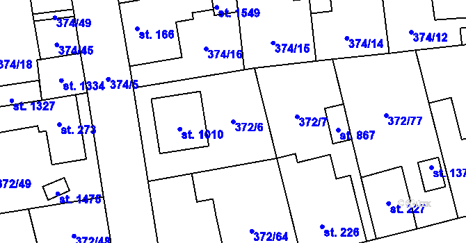 Parcela st. 372/6 v KÚ Litovice, Katastrální mapa