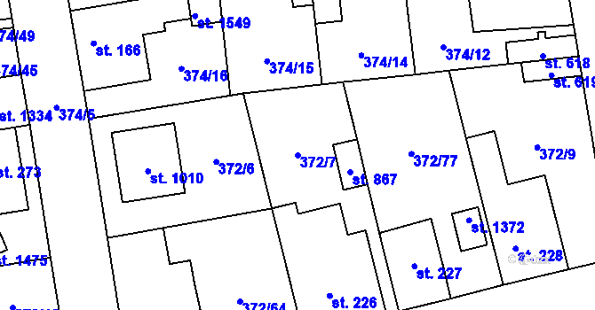 Parcela st. 372/7 v KÚ Litovice, Katastrální mapa