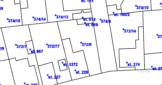 Parcela st. 372/9 v KÚ Litovice, Katastrální mapa