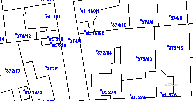 Parcela st. 372/14 v KÚ Litovice, Katastrální mapa