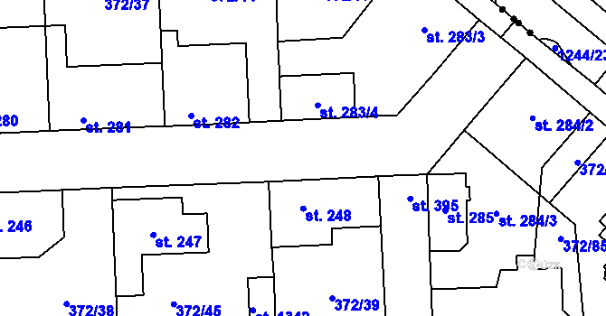 Parcela st. 372/32 v KÚ Litovice, Katastrální mapa