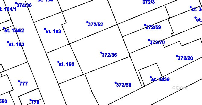 Parcela st. 372/36 v KÚ Litovice, Katastrální mapa