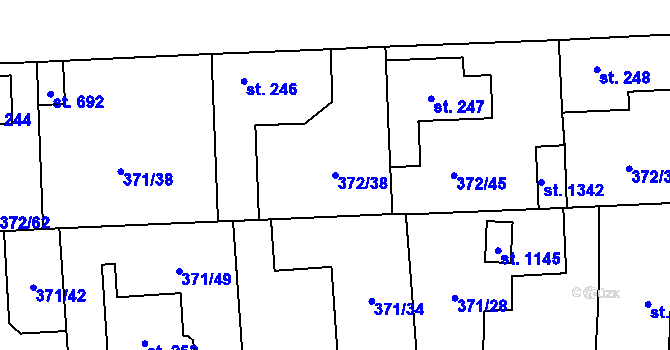 Parcela st. 372/38 v KÚ Litovice, Katastrální mapa