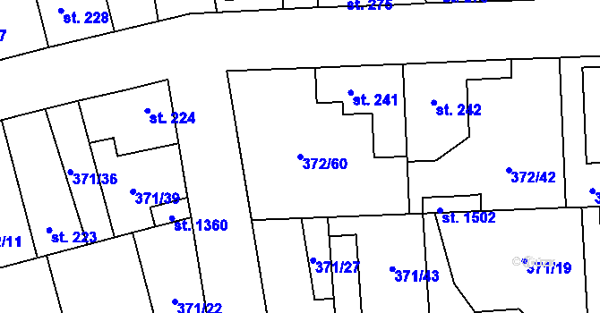 Parcela st. 372/60 v KÚ Litovice, Katastrální mapa