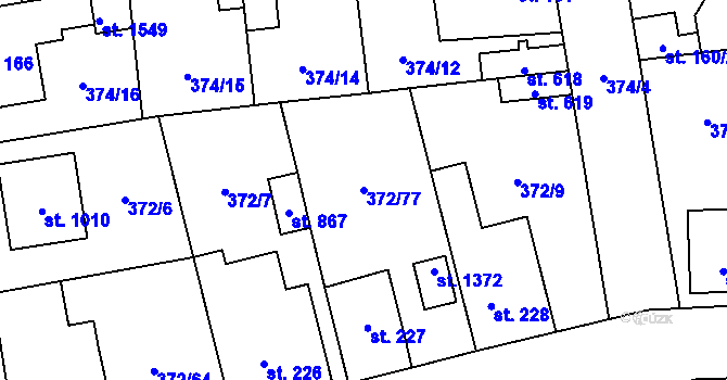 Parcela st. 372/77 v KÚ Litovice, Katastrální mapa