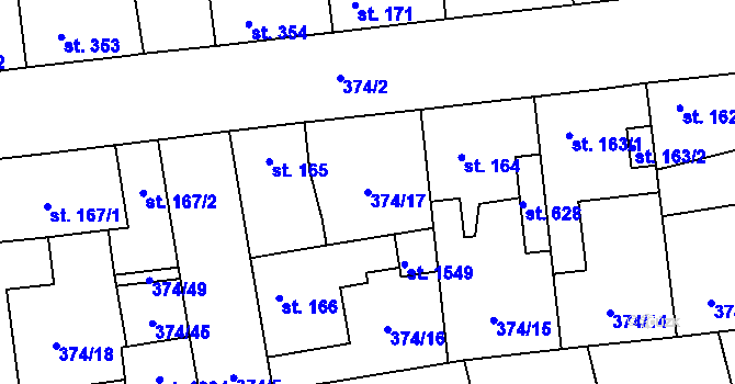 Parcela st. 374/17 v KÚ Litovice, Katastrální mapa