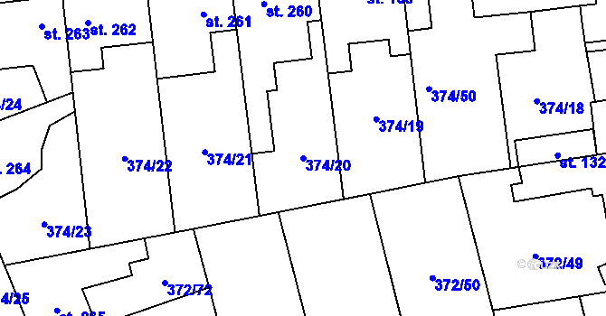 Parcela st. 374/20 v KÚ Litovice, Katastrální mapa