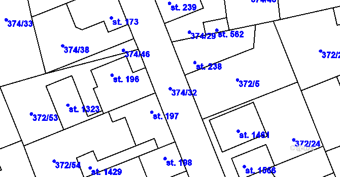 Parcela st. 374/32 v KÚ Litovice, Katastrální mapa