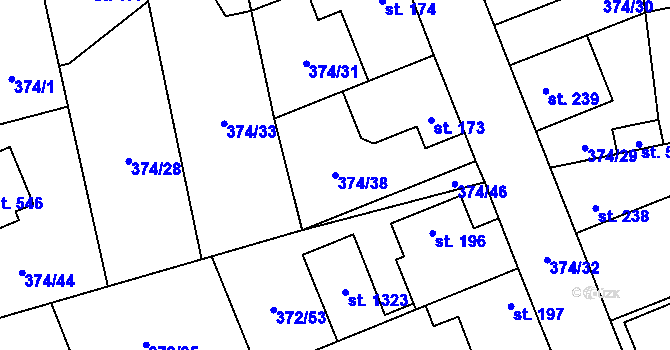 Parcela st. 374/38 v KÚ Litovice, Katastrální mapa