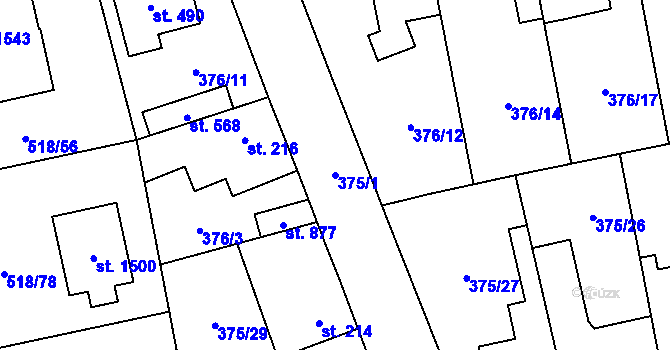 Parcela st. 375/1 v KÚ Litovice, Katastrální mapa