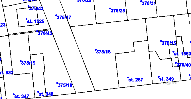 Parcela st. 375/16 v KÚ Litovice, Katastrální mapa