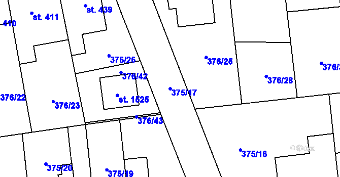 Parcela st. 375/17 v KÚ Litovice, Katastrální mapa
