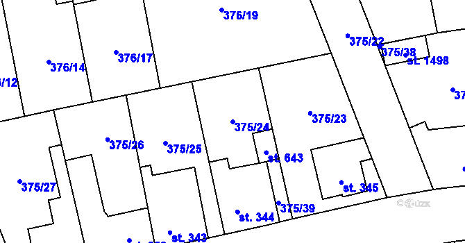 Parcela st. 375/24 v KÚ Litovice, Katastrální mapa