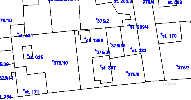 Parcela st. 375/34 v KÚ Litovice, Katastrální mapa