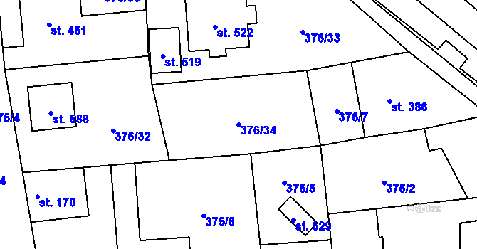 Parcela st. 376/34 v KÚ Litovice, Katastrální mapa
