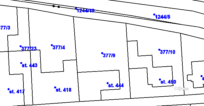 Parcela st. 377/9 v KÚ Litovice, Katastrální mapa