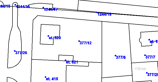 Parcela st. 377/12 v KÚ Litovice, Katastrální mapa