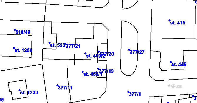Parcela st. 377/20 v KÚ Litovice, Katastrální mapa