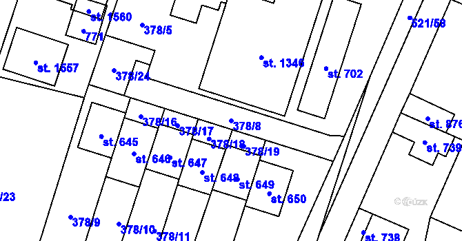 Parcela st. 378/8 v KÚ Litovice, Katastrální mapa
