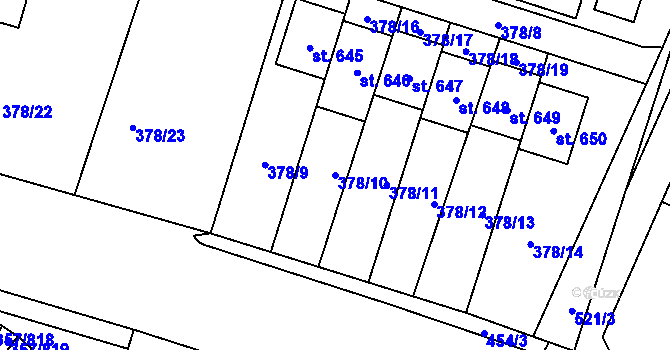 Parcela st. 378/10 v KÚ Litovice, Katastrální mapa