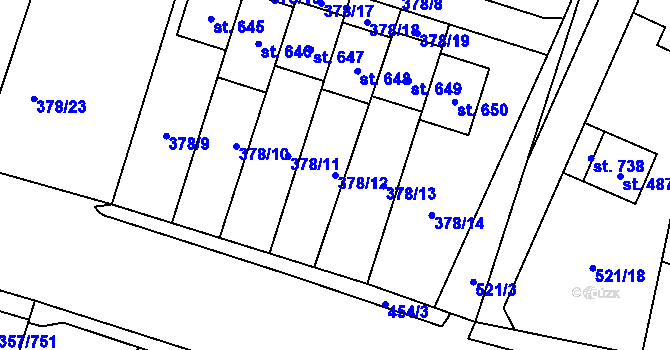 Parcela st. 378/12 v KÚ Litovice, Katastrální mapa