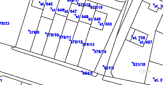 Parcela st. 378/13 v KÚ Litovice, Katastrální mapa