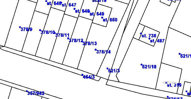 Parcela st. 378/14 v KÚ Litovice, Katastrální mapa